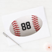 Baseball met nummer ovale sticker (Envelop)