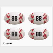 Baseball met nummer ovale sticker (Vel)