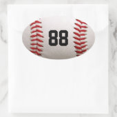 Baseball met nummer ovale sticker (Tas)