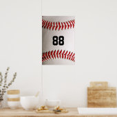 Baseball met  nummer poster (Keuken)