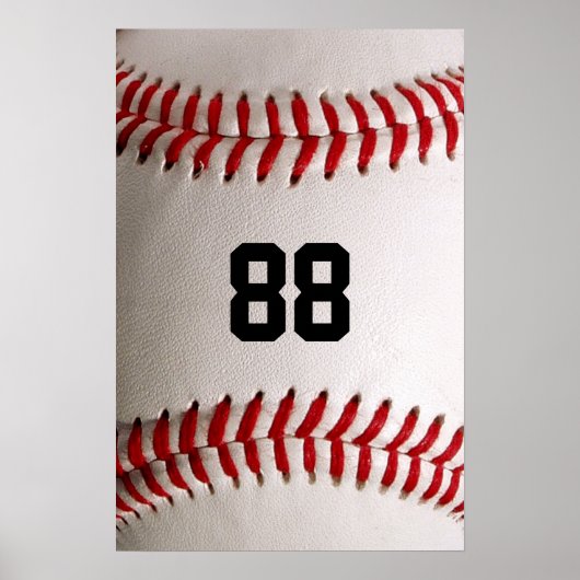 Baseball met  nummer poster (Voorkant)