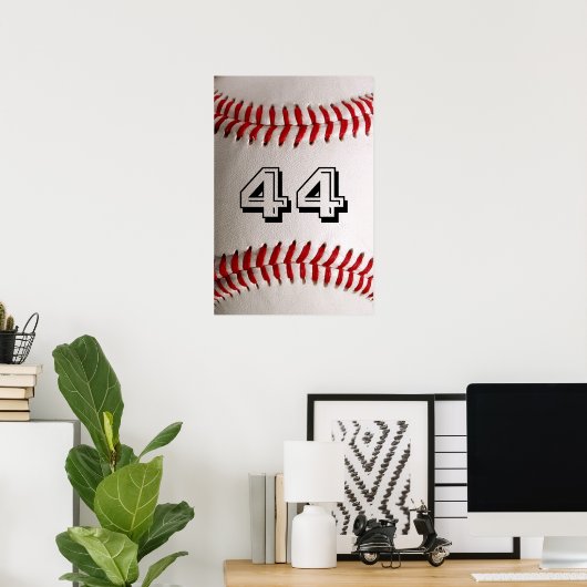 Baseball met  nummer poster (Thuiskantoor)