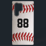 Baseball met  nummer samsung galaxy hoesje<br><div class="desc">Een macrofoto van een gloednieuw Baseball met rood naaien. Ideaal geschenk voor de honkbal- of softball-fan.</div>