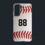 Baseball met  nummer samsung galaxy hoesje<br><div class="desc">Een macrofoto van een gloednieuw Baseball met rood naaien. Ideaal geschenk voor de honkbal- of softball-fan.</div>