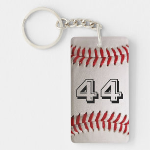 Baseball met  nummer sleutelhanger