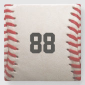 Baseball met  nummer stenen onderzetter (Voorkant)