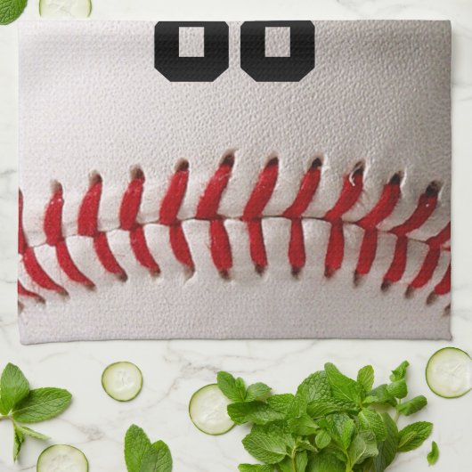 Baseball met  nummer theedoek (Gevouwen)