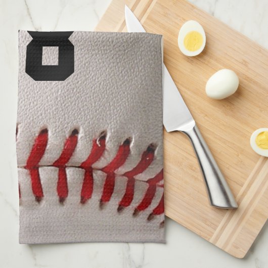 Baseball met  nummer theedoek (Quarter Fold)