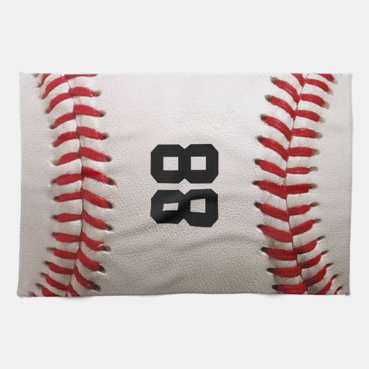 Baseball met  nummer theedoek (Horizontaal)