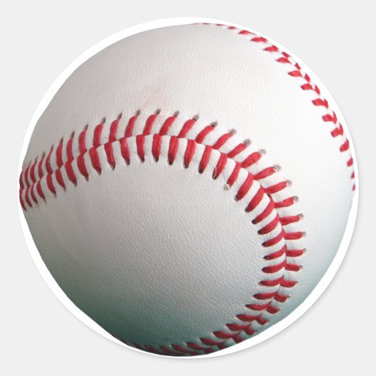 Baseball met Red Stitching Ronde Sticker (Voorkant)