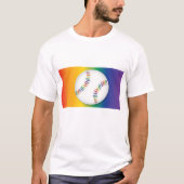 Baseball met regenboogpride LGBTQ T-shirt (Voorkant)