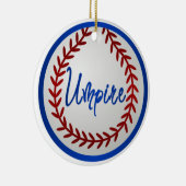 Baseball met rode stikken en umoer keramisch ornament (Rechts)