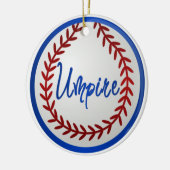 Baseball met rode stikken en umoer keramisch ornament (Links)