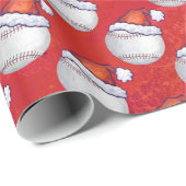 Baseball met Santa Hat op rood Cadeaupapier (Rol Hoek)