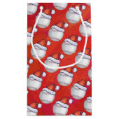 Baseball met Santa Hat op rood Klein Cadeauzakje (Achterkant)