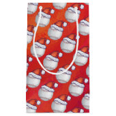 Baseball met Santa Hat op rood Klein Cadeauzakje (Voorkant)