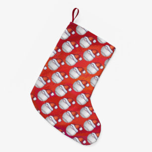 Baseball met Santa Hat op rood Kleine Kerstsok