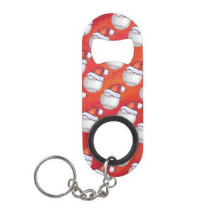 Baseball met Santa Hat op rood Mini Flessenopener