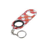 Baseball met Santa Hat op rood Mini Flessenopener (Achterkant Gekanteld)