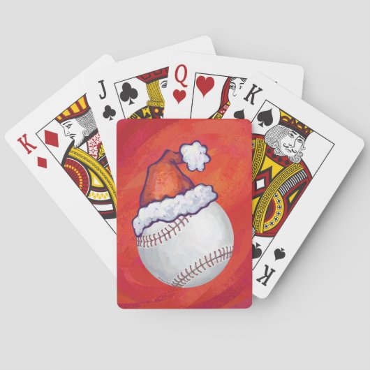 Baseball met Santa Hat op rood Pokerkaarten (Achterkant)
