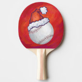 Baseball met Santa Hat op rood Tafeltennisbatje (Voorkant)