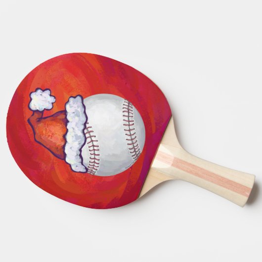 Baseball met Santa Hat op rood Tafeltennisbatje (Zijkant)