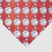 Baseball met Santa Hat op rood Tissuepapier (Detail)