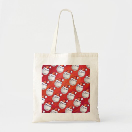 Baseball met Santa Hat op rood Tote Bag (Voorkant)