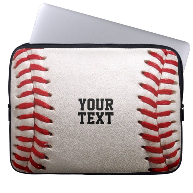 Baseball met  tekst laptop sleeve (Voorkant)