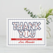 Baseball met verjaardagsvermelding bedankt je kaar (Staand voorkant)