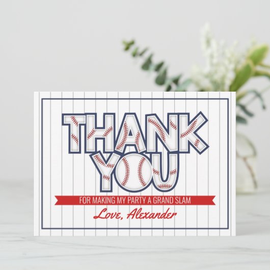 Baseball met verjaardagsvermelding bedankt je kaar (Staand voorkant)