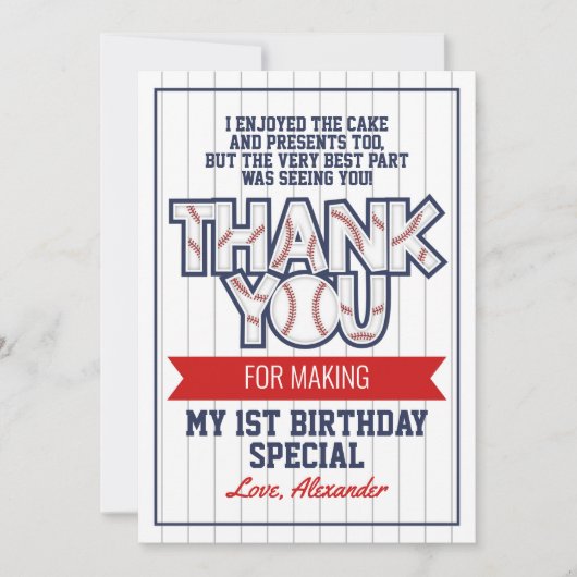 Baseball met verjaardagsvermelding bedankt je kaar (Voorkant)