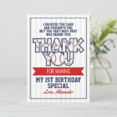 Baseball met verjaardagsvermelding bedankt je kaar (Staand voorkant)