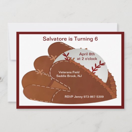 Baseball Mitt & Ball Kids Birthday Uitnodiging (Voorkant)