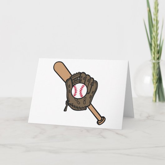 Baseball Mitt & Bat Kaart (Voorkant)