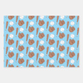 Baseball Mitt Bat Pattern Wrapping Paper Sheets  (Voorkant)