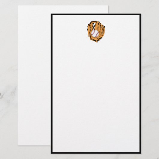 Baseball Mitt en Ball Briefpapier (Voorkant / Achterkant)
