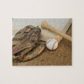 Baseball, Mitt en Bat op Basis Legpuzzel (Horizontaal)