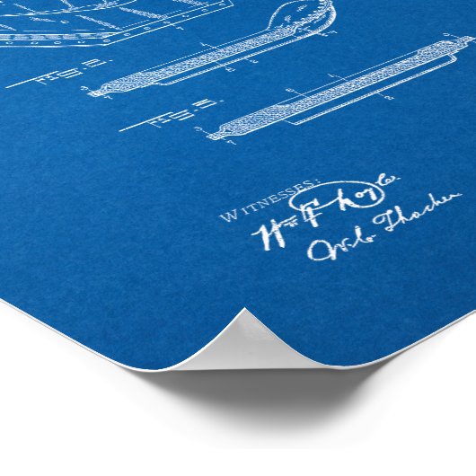 Baseball Mitt Patent - Blauwdruk Poster (Hoek)