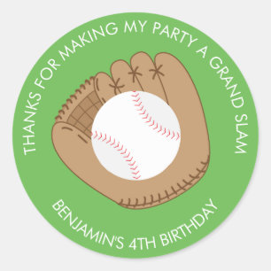 Baseball Mitten en Ball Birthday Ronde Sticker