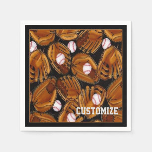 Baseball Mitts Pattern Napkins Servet