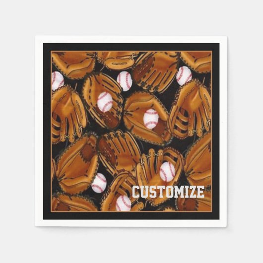 Baseball Mitts Pattern Napkins Servet (Voorkant)