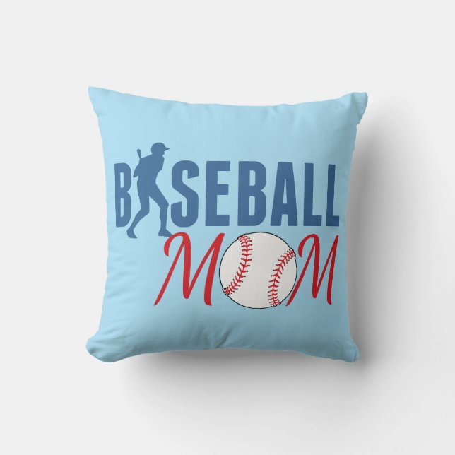 Baseball Moeder Blauw Kussen (Voorkant)