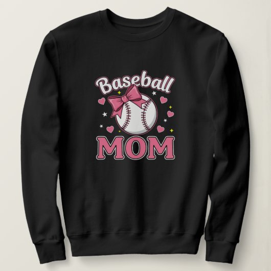 Baseball Moeder Cute Roze Strik Design Trui (Design voorkant)