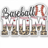 Baseball Moeder Luipaard Typografie Sticker (Voorkant)