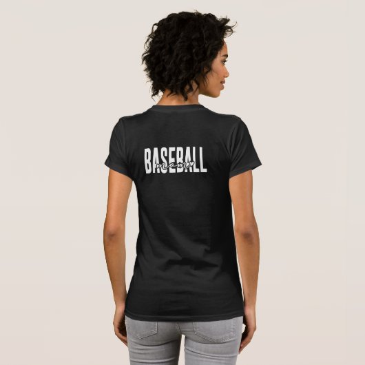 Baseball Moeder Script Bella & Canvas Zwart T-shirt (Achterkant volledig)