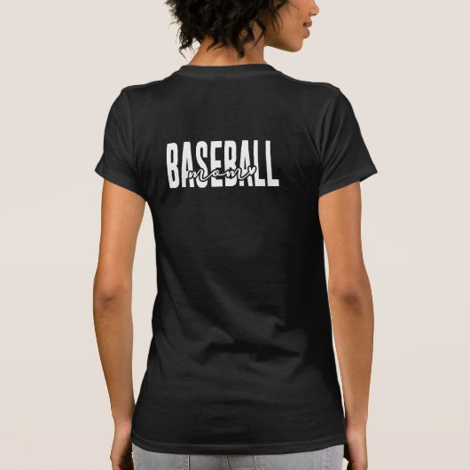 Baseball Moeder Script Bella & Canvas Zwart T-shirt (Achterkant)