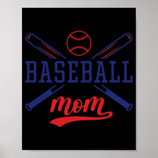 Baseball Moeder T-shirt Poster (Voorkant)