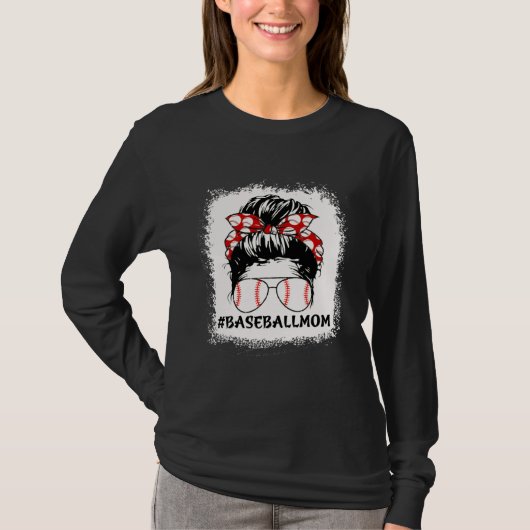 Baseball Moeder Wanorde Klittenband Trots Mama Bas T-shirt (Voorkant)