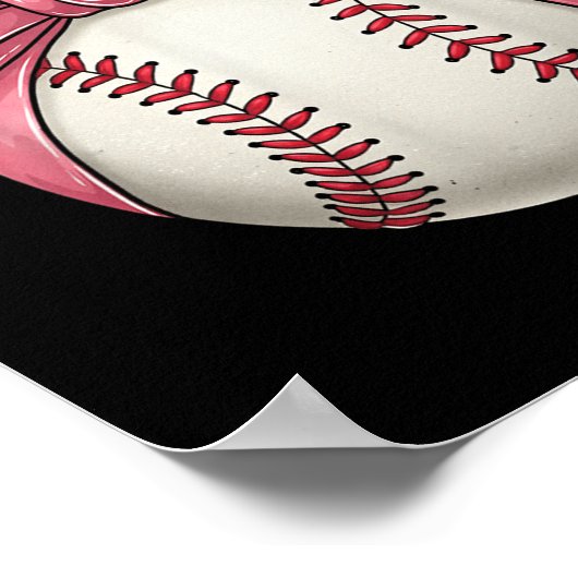 Baseball Mom Coquette Roze Bow Moederdag Basebal Poster (Hoek)